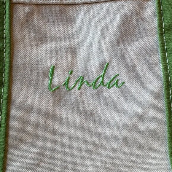 L.L. Bean Boat & Tote Medium Long Handle Spring  Floral Green Canvas Bag Classic - Picture 3 of 12